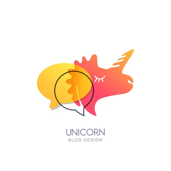 Vecteur Doodle Licorne Cheval Bulle Parole Icône Logo Modèle Emblème — Image vectorielle