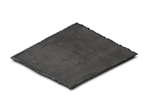 Vektor Realistische Darstellung Einer Dunkelgrauen Schieferplatte Isoliert Auf Weißem Hintergrund — Stockvektor