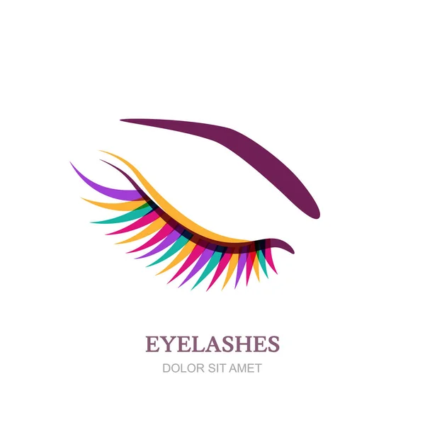 Female Beautiful Eye Colorful Eyelashes Isolated White Background Vector Logo — Stock Vector