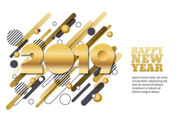 Happy New Year 2019 Vector Papier Gesneden Horizontale Banner Wenskaart — Stockvector