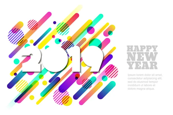 Gelukkig Nieuwjaar 2019 Vector Papier Horizontale Banner Wenskaart Wit Papier — Stockvector