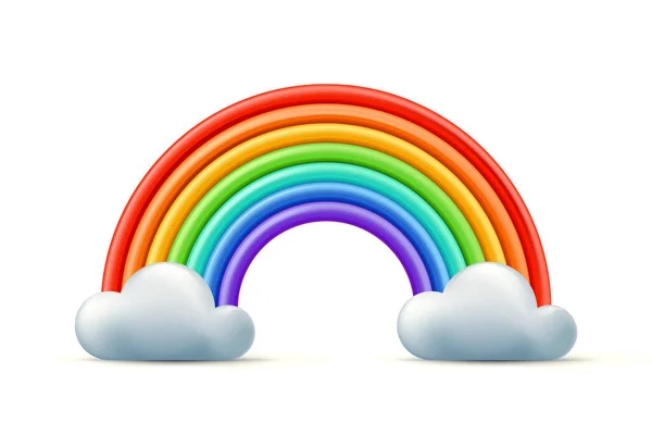 Ilustración Vectorial Estilo Multicolor Arco Iris Dos Nubes Plastilina Arcilla — Archivo Imágenes Vectoriales