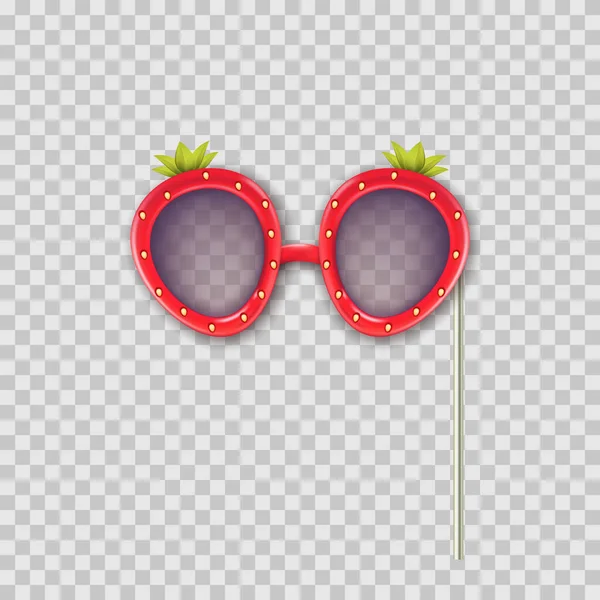 Ilustración Vectorial Realista Los Accesorios Cabina Fotos Gafas Fresa Objeto — Vector de stock