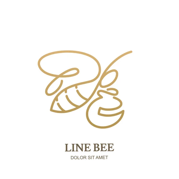 Icono Logotipo Línea Vectorial Emblema Con Abeja Dorada Olla Miel Ilustraciones De Stock Sin Royalties Gratis