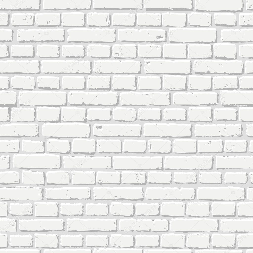 Vector white brick wall seamless texture. Abstract architecture and loft interior, background.