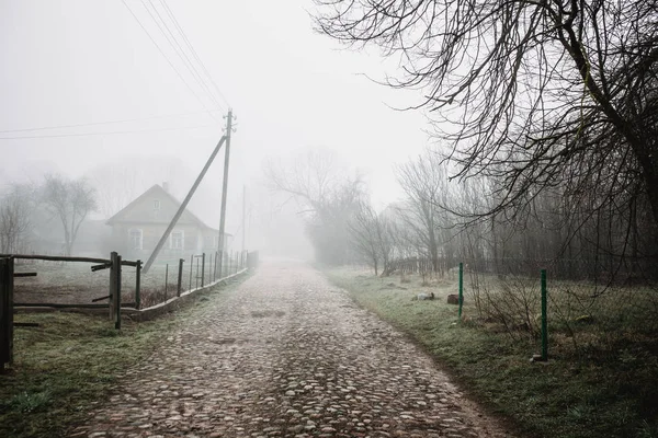 Camino Adentra Distancia Paisaje Aldea Vista Mística Naturaleza Fondo Horror — Foto de Stock