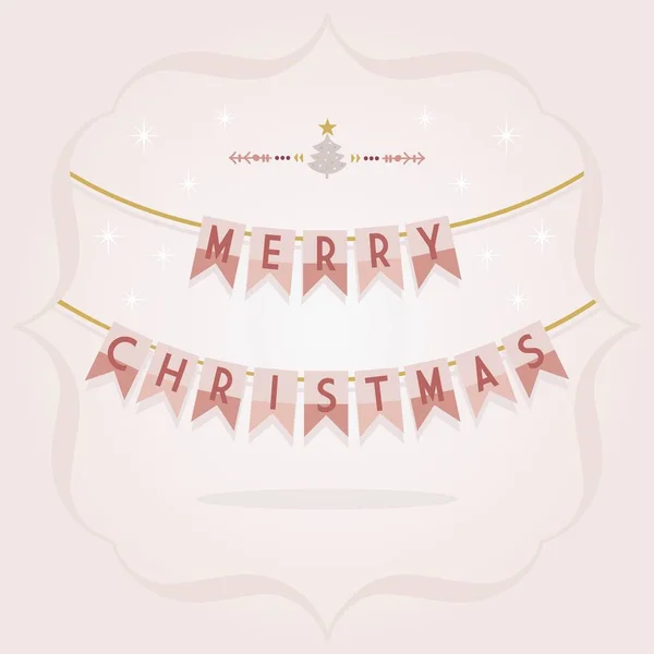 抽象勃艮第和金色的圣诞快乐圣诞彩带与节日松树分隔图标粉红色的梯度背景 — 图库矢量图片