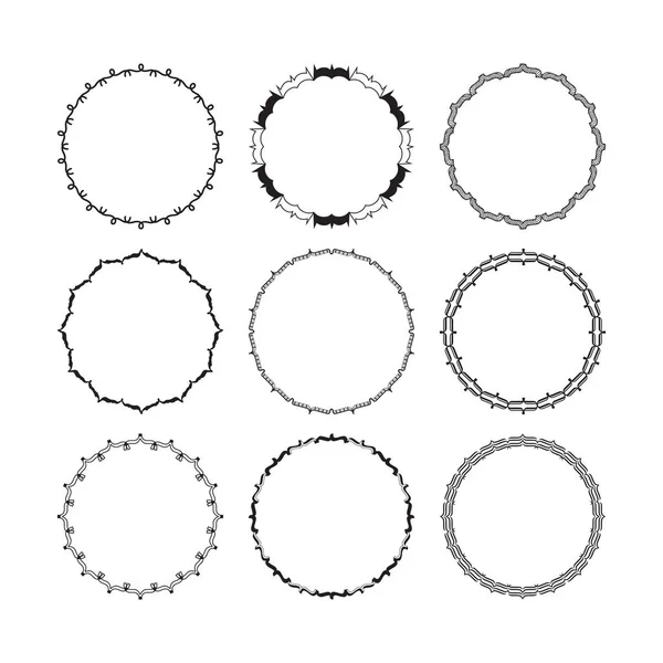 Svart Cirkel Hand Dras Tom Och Tom Emblem Ställa Designelement — Stock vektor