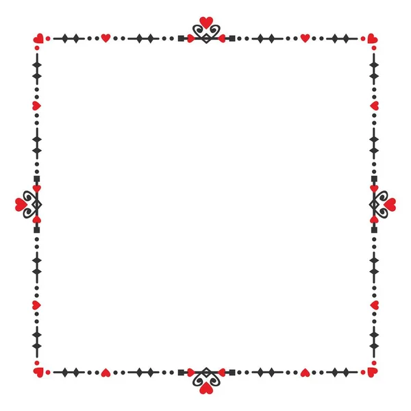 Svarta Och Röda Tom Hjärtat Torget Banner Emblem Ram Designelement — Stock vektor
