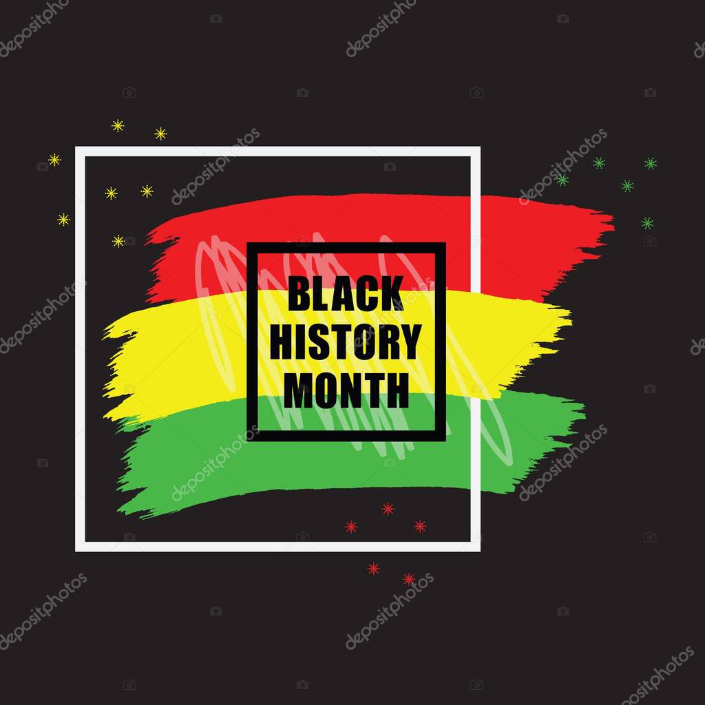Black History Month colorful emblem banner design element on black background