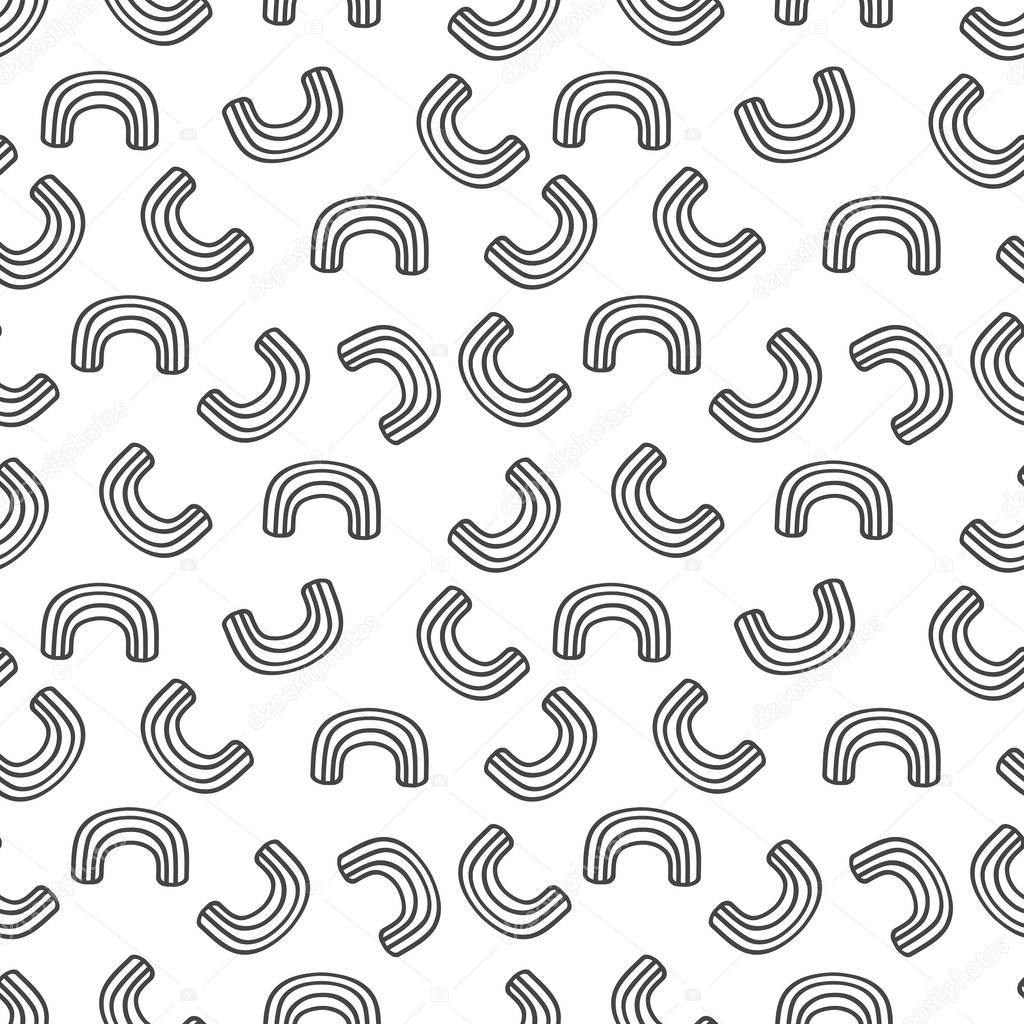 Hand drawn black empty line curvy elbow macaroni pattern on white background design element