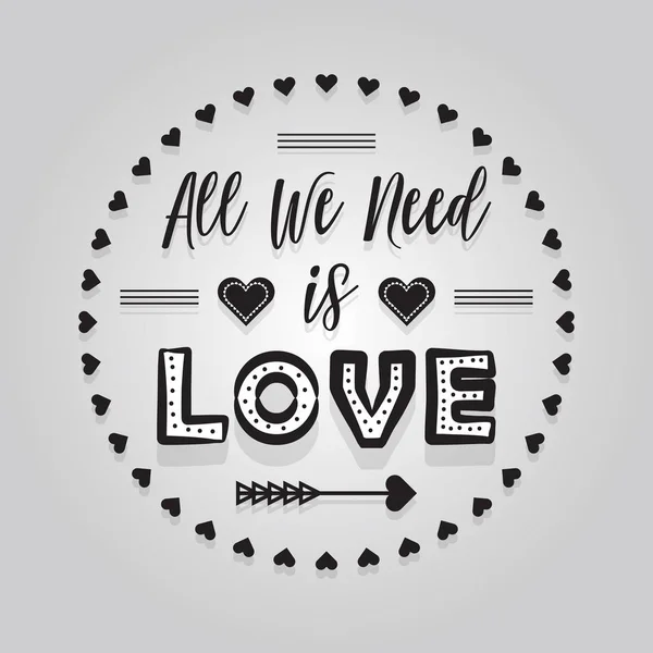 Abstract Ink Black Love All Need Message Banner Emblema Fundo —  Vetores de Stock