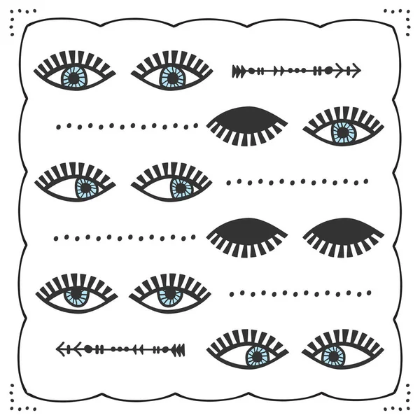 Bleu Abstrait Différente Apparence Féminine Paire Yeux Avec Des Cils — Image vectorielle