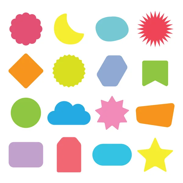 Colorful Isolated Kids Different Shapes Empty Labels Icons Set Design — Stock Vector