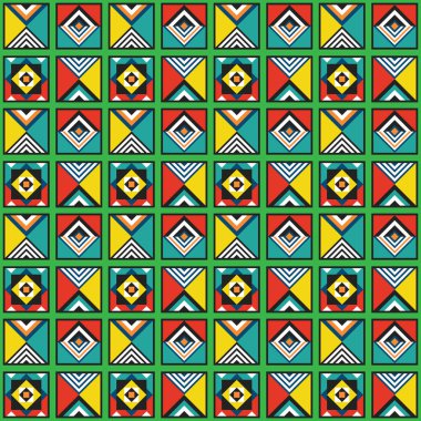 Modern retro renkli ve canlı renkler geometrik karolar çerçeveler dekorasyon desen arka plan tasarım elemanı