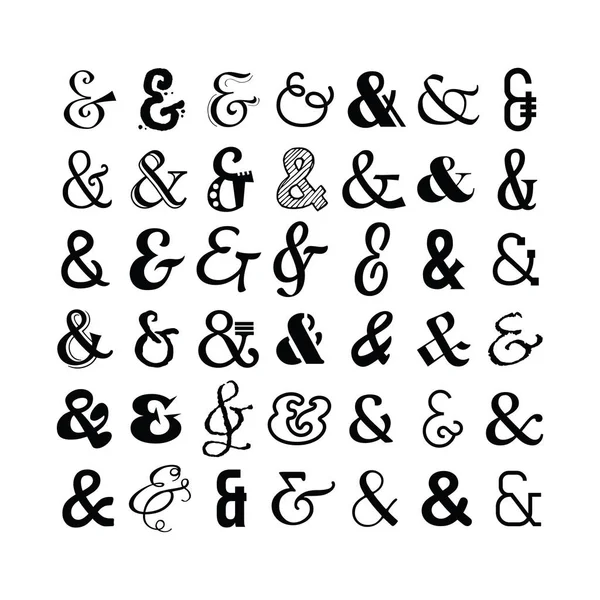 Complete Different Black Silhouette Isolated Font Faces Icons Set White — Stock Vector