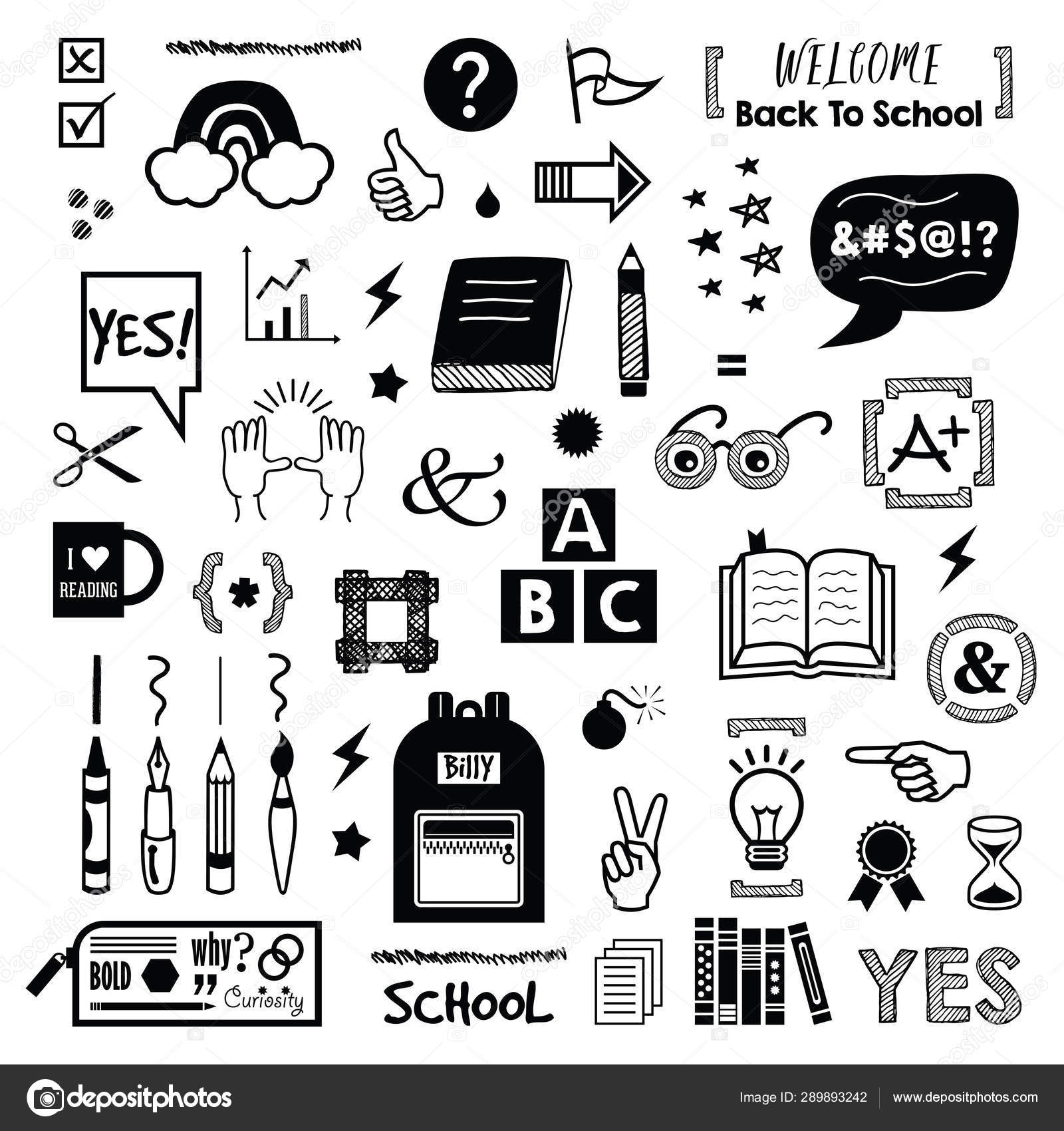 잉크와 실루엣 학교에 배경에 아이콘 스톡 벡터 - ©Pelikanz 289893242, image size:1600x1700