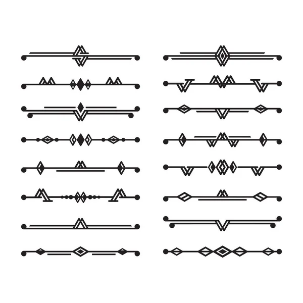 Abstrato Arte Preta Deco Estilizado Isolado Divisores Ícones Definir Elementos — Vetor de Stock