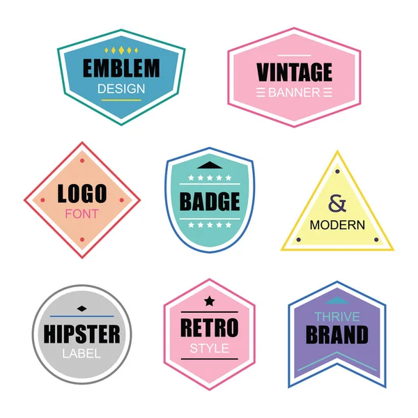 Colorful Different Shapes Retro Vintage Labels Badges Icons Banners Set — Stock Vector