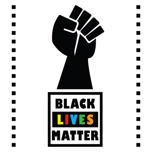 Black Lives Matter Vierkante Boodschap Embleem Met Zwarte Krachtige Vuist — Stockvector
