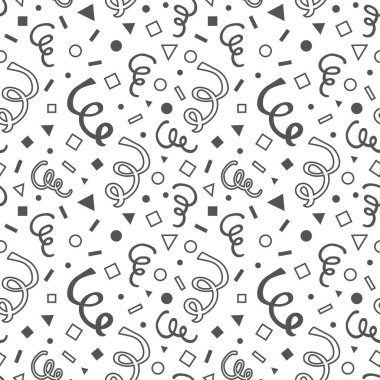 Siyah el bukleleri ve geometrik şekilleri beyaz arkaplan tasarım elementinde pürüzsüz desen çizer