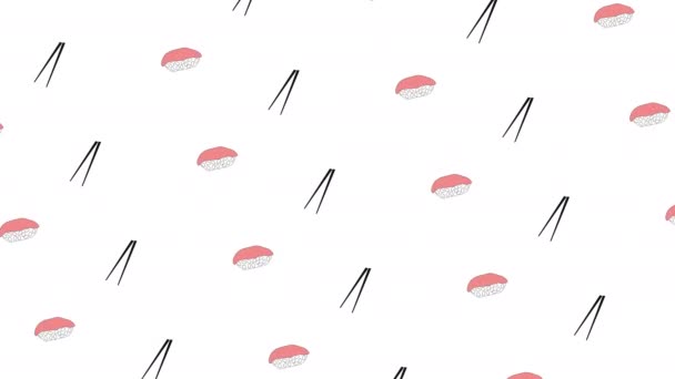 Sushi Time Japan Food Animation Video Looping Seamless Movie Intro — Stock Video