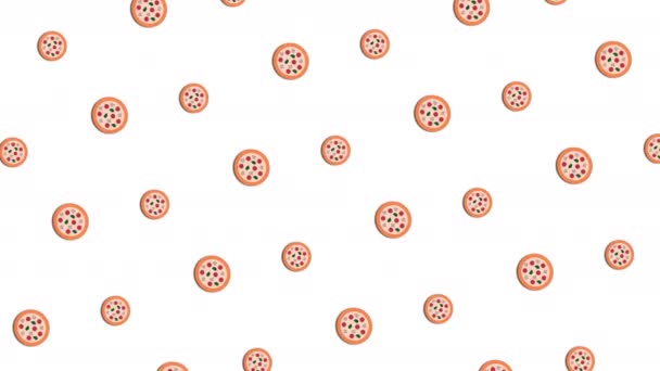 Comida Italiana Vídeo Animação Entrega Pizza Looping Filme Sem Costura — Vídeo de Stock
