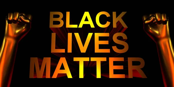 Iscrizione Black Lives Matter Mani Alzate Segno Protesta Render Illustrazione — Foto Stock