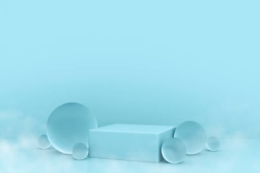 Ürünün sunumu için geometrik sahne. Asgari pastel renk kavramı. Ürünler ve parfümler için model.