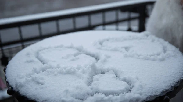 Srdce Sněhu Nakreslené — Stock fotografie
