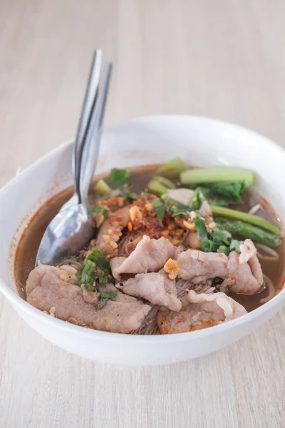 Closeup Ταϊλανδέζικο Χοιρινό Noodle — Φωτογραφία Αρχείου