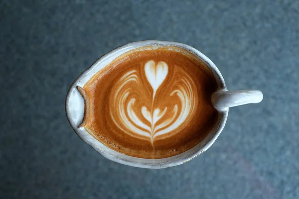 Widok Góry Gorącej Kawy Latte Art — Zdjęcie stockowe