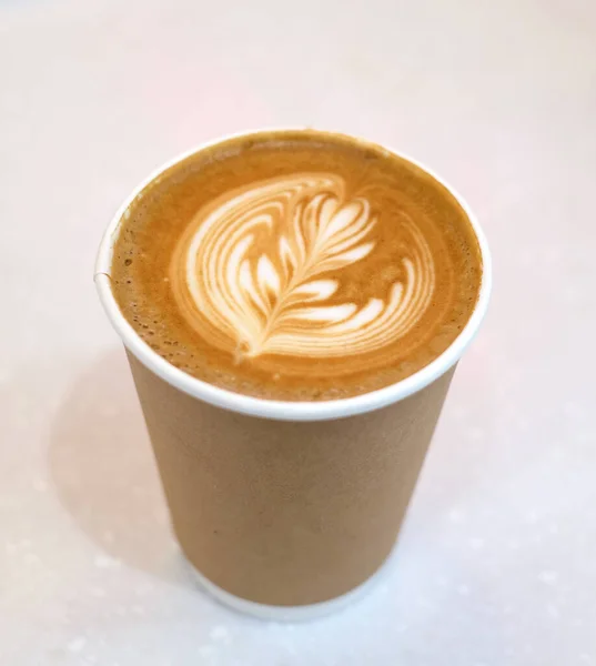 Vista Superior Café Quente Arte Latte — Fotografia de Stock