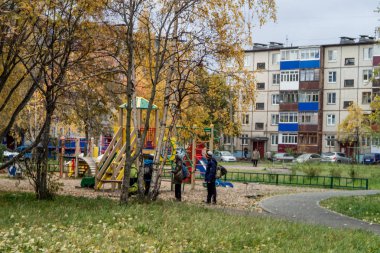 Yard, Bahçesi, mavi, sonbahar,