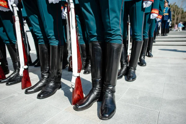 Victory Day Russia Officers Guard Honor Ranks Military Uniform Close — Stock Photo, Image