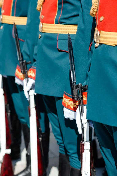 Tag Des Sieges Russland Offiziere Der Ehrengarde Den Reihen Militäruniform — Stockfoto