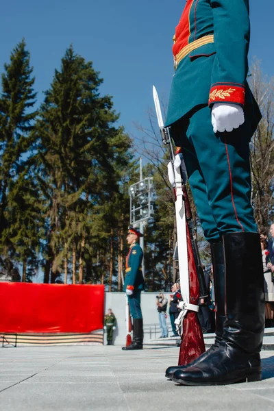 Victory Day Russia Officers Guard Honor Ranks Military Uniform Close — Stock Photo, Image