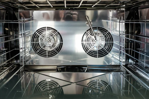 Professionele Roestvrijstalen Convectieoven Binnenaanzicht Details Detail Van Het Interieur Van — Stockfoto