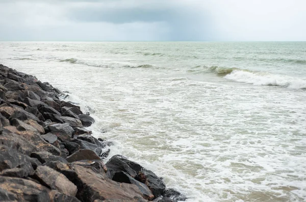 Wave breaker man-made rock barrier, Atlantic Ocean, Recife, Brazil