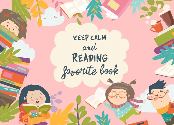 Kitap okuyan çocuklardan oluşan sevimli bir çerçeve