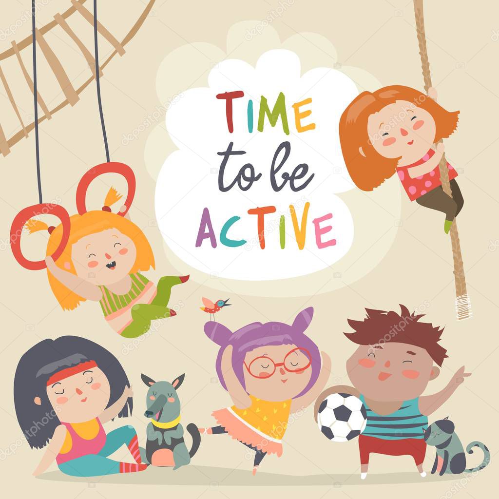 Happy kids and sport. Time to be active