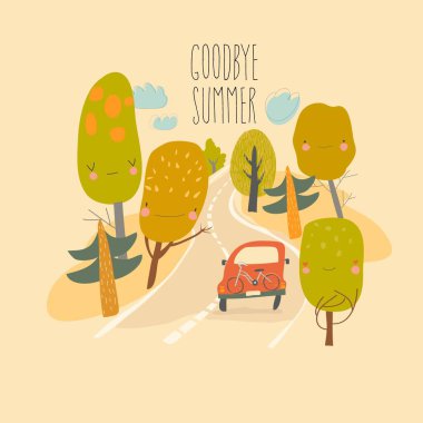 Araba yaz ormanlarında yol alıyor.