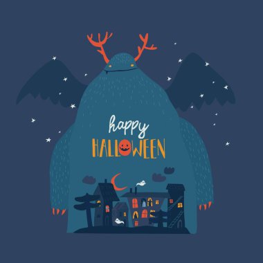 Çizgi film büyük korkunç canavar ve küçük kasaba