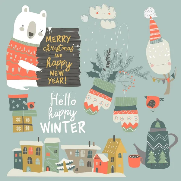 Hayvanlar ve Noel elementleriyle dolu bir çizgi film.