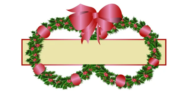 Vector Illustration Sign Christmas Bouquet Ribbon — Stock Vector