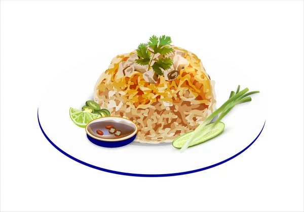 Διάνυσμα Εικονογράφηση Του Κοτόπουλου Fried Rice Λαχανικά — Διανυσματικό Αρχείο