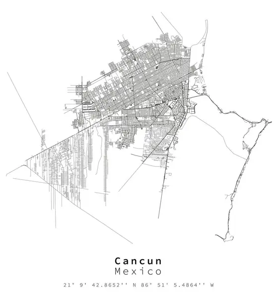 Cancun México Mapa Rua Imagem Vetorial Para Marketing Produto Digital —  Vetores de Stock