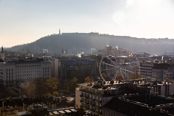 Panoramic view from one church tower in Budapest