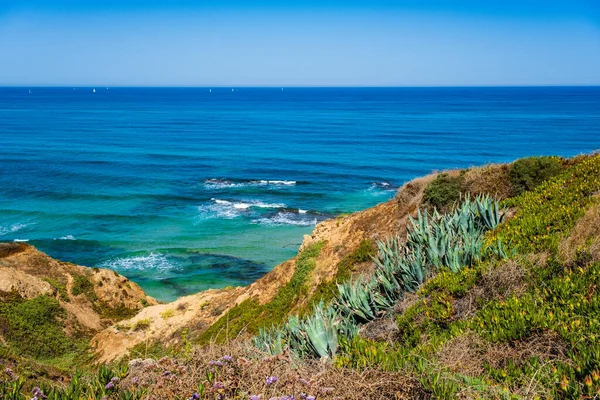 Côte de falaise dans le parc national d'Apollonia, Israël Photos De Stock Libres De Droits