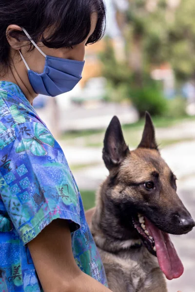 Chica Paseando Perro Parque — Foto de Stock